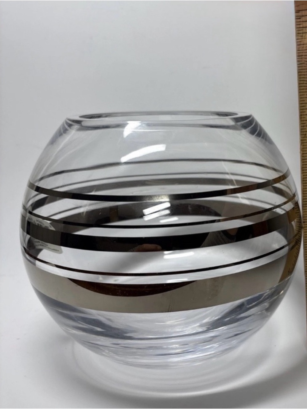 Lenox Kate Spade Crystal Rose Bowl Vase Hampton Street platinum stripe Heavy